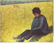 Auf einer Wiese sitzender Knabe Georges Seurat